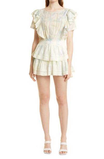 Shop Loveshackfancy Natasha Ruffle Tiered Minidress In Lily Pond Hand Dye