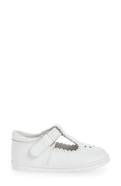 L'amour Dottie Scalloped T-strap Shoe In White