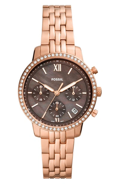 Shop Fossil Neutra Chronograph Crystal Bracelet Watch, 36mm In Rose Gold