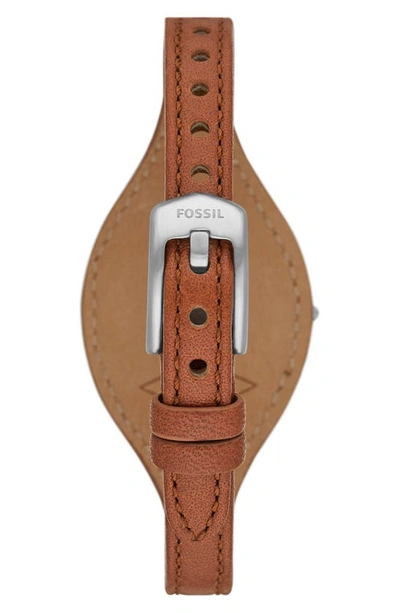 Shop Fossil Carlie Leather Strap Watch, 28mm In Brown/silver