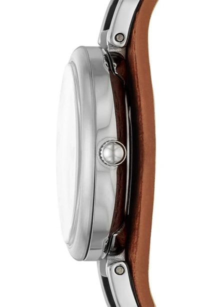 Shop Fossil Carlie Leather Strap Watch, 28mm In Brown/silver