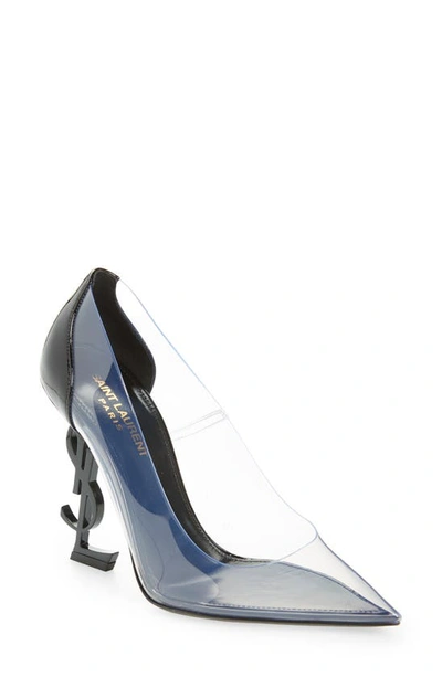 Saint Laurent Opyum Pointed-toe Pumps In Nero/ Trasparente