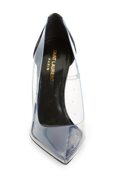 Shop Saint Laurent Opyum Ysl Transparent Pointed Toe Pump In Nero/ Trasparente