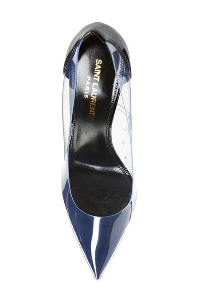 Shop Saint Laurent Opyum Ysl Transparent Pointed Toe Pump In Nero/ Trasparente