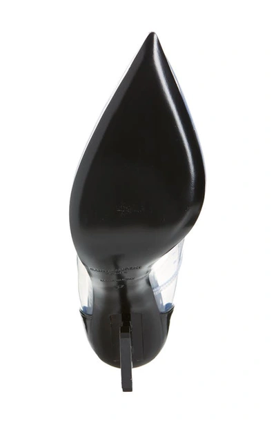 Shop Saint Laurent Opyum Ysl Transparent Pointed Toe Pump In Nero/ Trasparente