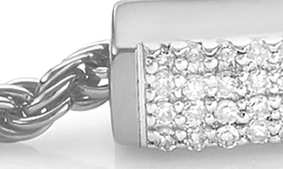 Shop Monica Vinader Linear Pavé Diamond Bar Bracelet In Sterling Silver