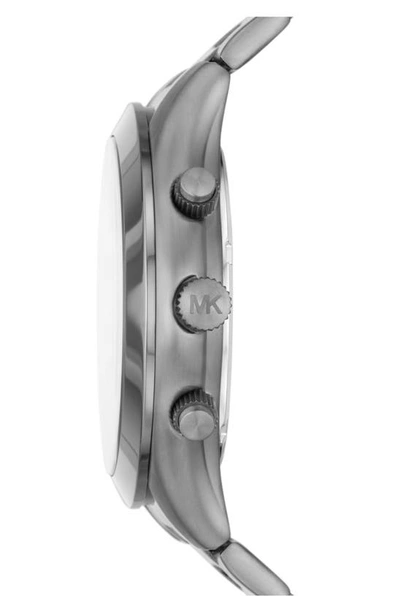 Shop Michael Kors Slim Runway Two-tone Bracelet Watch, 44mm In Gunmetal Ss/ Navy