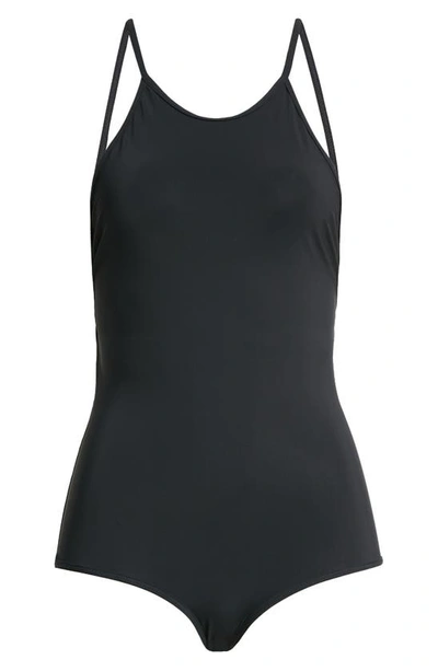 Shop Totême High Neck One-piece Swimsuit In Black