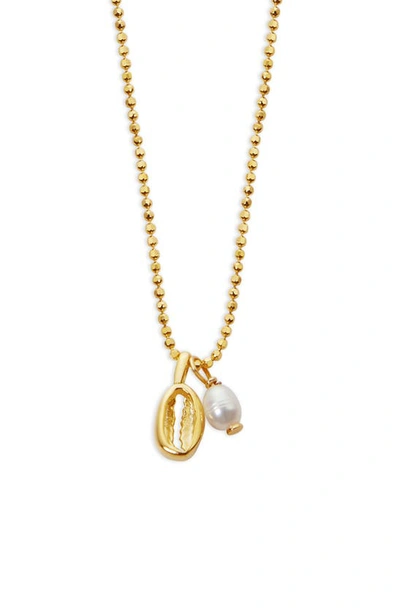 Shop Argento Vivo Sterling Silver Imitation Pearl & Shell Charm Necklace In Gold