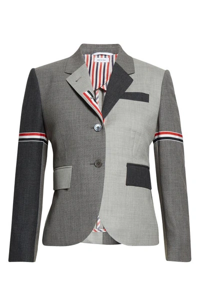Thom Browne Grey Fun-mix Wool 2 Ply Fresco High Armhole Jacket In Dark Grey