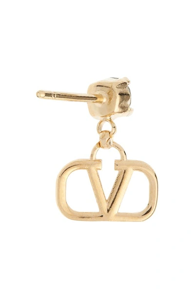 Shop Valentino Vlogo Pendant Stud Earrings In Oro 18/ Crystal Silver Shade