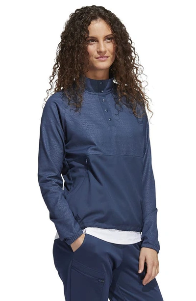 Shop Adidas Golf Embossed Quarter-snap Pullover In Crew Navy