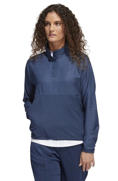 Shop Adidas Golf Embossed Quarter-snap Pullover In Crew Navy