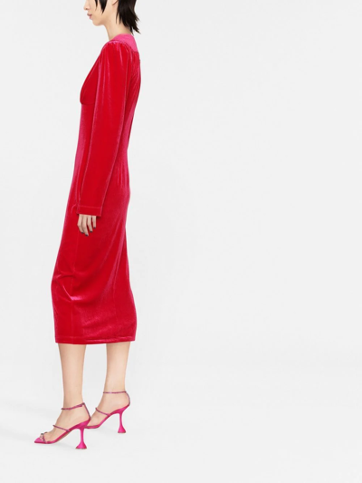 Shop Philosophy Di Lorenzo Serafini V-neck Long-sleeve Dress In Red