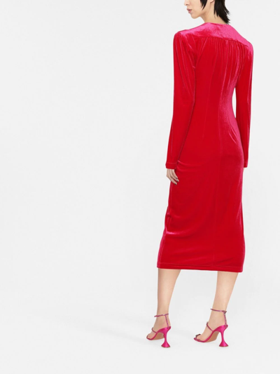Shop Philosophy Di Lorenzo Serafini V-neck Long-sleeve Dress In Red