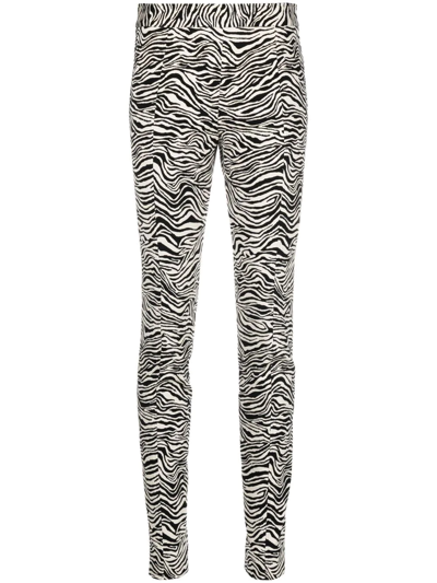 Shop Proenza Schouler Zebra Stretch-jacquard Slim-fit Trousers In Neutrals