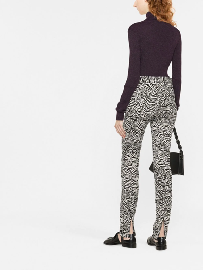 Shop Proenza Schouler Zebra Stretch-jacquard Slim-fit Trousers In Neutrals