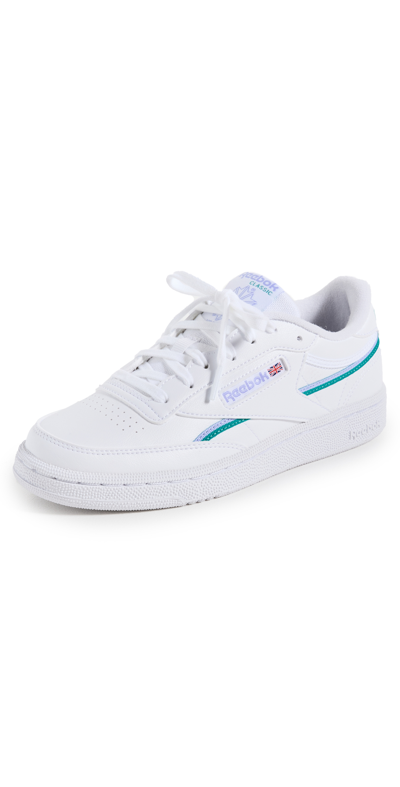 Shop Reebok Club C 85 Sneakers White/lilac Glow/classic Teal