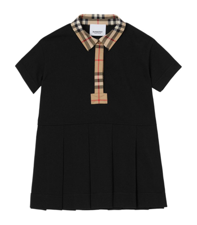 Shop Burberry Vintage Check Polo Dress (3-14 Years) In Black