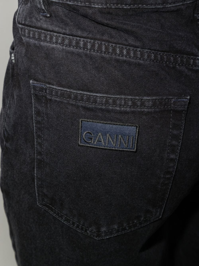 Shop Ganni Wide-leg Organic-cotton Jeans In Black