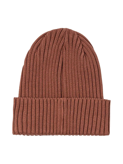 Supreme Box-logo Ribbed Beanie In Brown