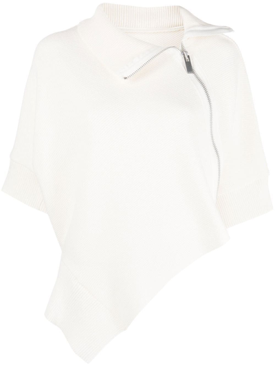 Shop Sacai Asymmetric Ribbed-knit Jumper In White
