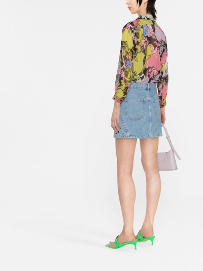 Shop Patou Floral Print Sheer Blouse In Pink