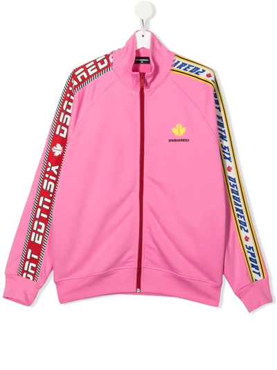 Shop Dsquared2 Side-stripe Cotton Track Jacket In Pink
