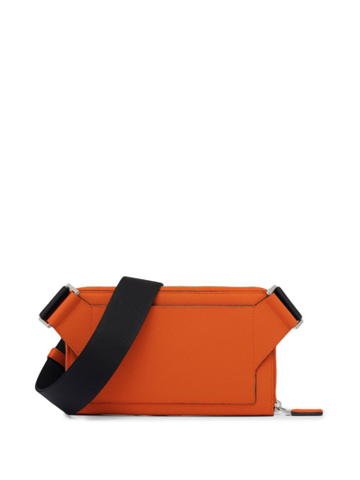 Shop Prada Logo Plaque Crossbody Bag In Orange