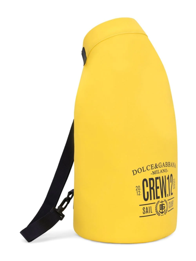 Shop Dolce & Gabbana Crew Logo-print Backpack In Yellow
