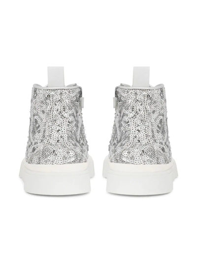 Shop Dolce & Gabbana Portofino Glitter High-top Sneakers In Silver