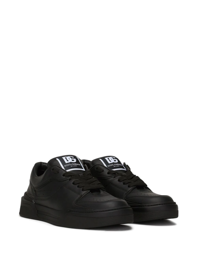 Shop Dolce & Gabbana New Roma Leather Sneakers In Black