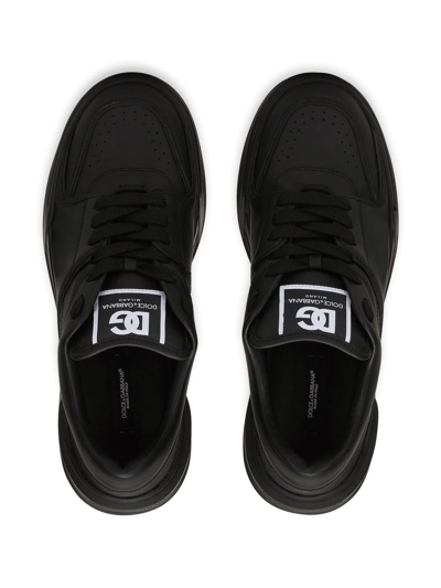 Shop Dolce & Gabbana New Roma Leather Sneakers In Black