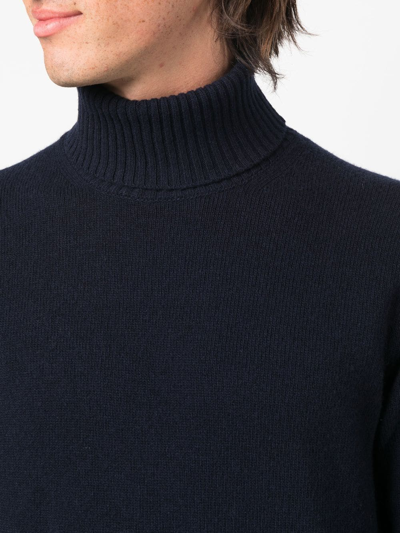 Shop Roberto Collina Roll-neck Wool-cashmere Jumper In Blue
