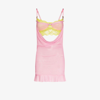 Shop Poster Girl Lynette Lace Bra Mini Dress - Women's - Spandex/elastane/polyamide In Pink
