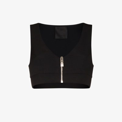 Shop Givenchy Black Zip Front Wool Crop Top