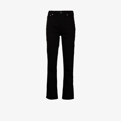 Shop Ganni Black Beksi Straight-leg Jeans