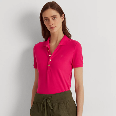 Shop Lauren Ralph Lauren Piqué Polo Shirt In Sport Pink