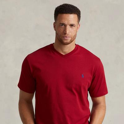 Shop Polo Ralph Lauren Jersey V-neck T-shirt In Holiday Red