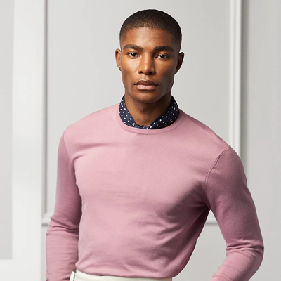 Shop Ralph Lauren Purple Label Cotton Crewneck Sweater In Lilas