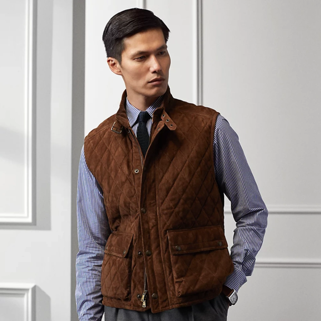 Ralph lauren quilted suede vest hotsell