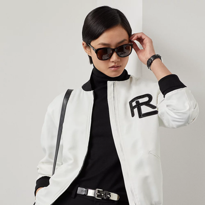 Shop Ralph Lauren Emory Bomber Jacket In Off White