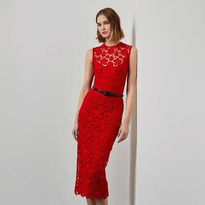 Ralph Lauren Liesel Lace Sleeveless Cocktail Dress In Bright Red | ModeSens