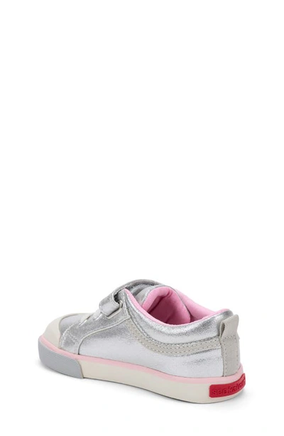 Shop See Kai Run Kristin Metallic Sneaker In Silver/ Pink