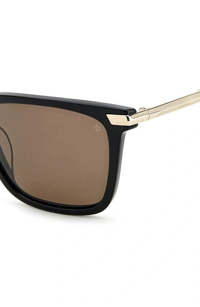 Shop Rag & Bone 56mm Polarized Square Sunglasses In Black / Bronze Polar