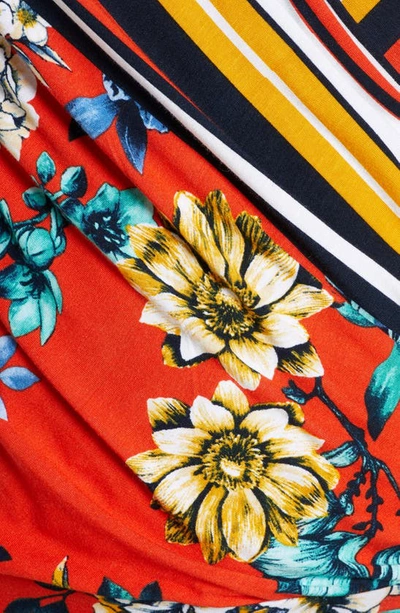 Loveappella Pattern Mix Wrap Front Top In Red