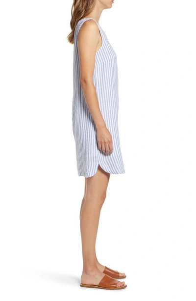 Shop Beachlunchlounge Alina Stripe Linen & Cotton Shift Dress In Misty Lines