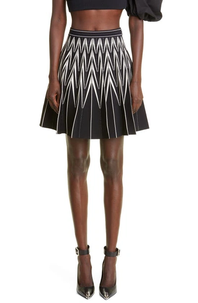 Shop Alexander Mcqueen Chevron Jacquard Skirt In Black/ Bone