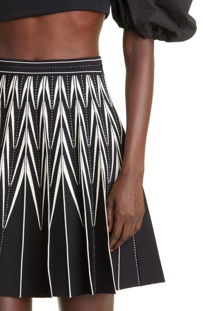 Shop Alexander Mcqueen Chevron Jacquard Skirt In Black/ Bone
