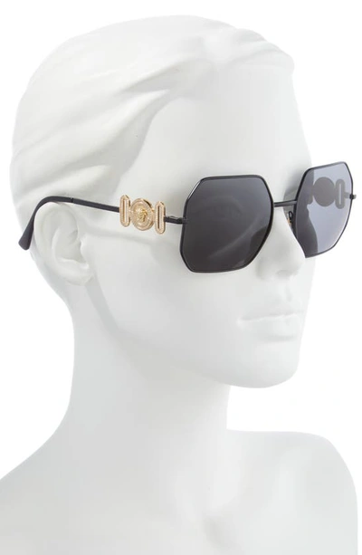 Shop Versace 58mm Square Sunglasses In Matte Black/ Dark Grey